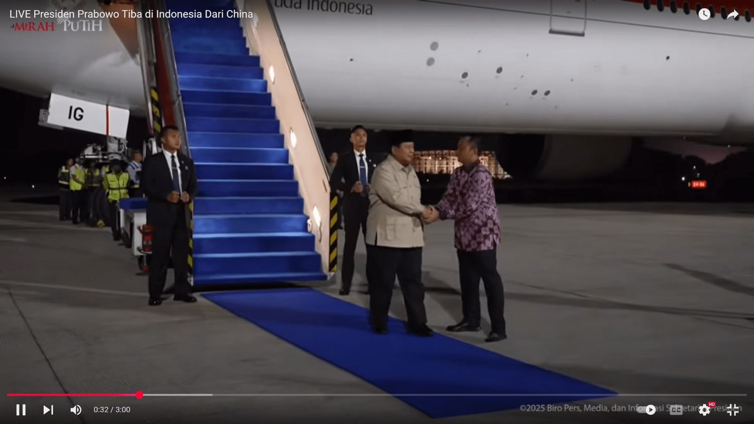 Kepulangan Presiden Prabowo Usai Lawatan Singkat ke Tiongkok